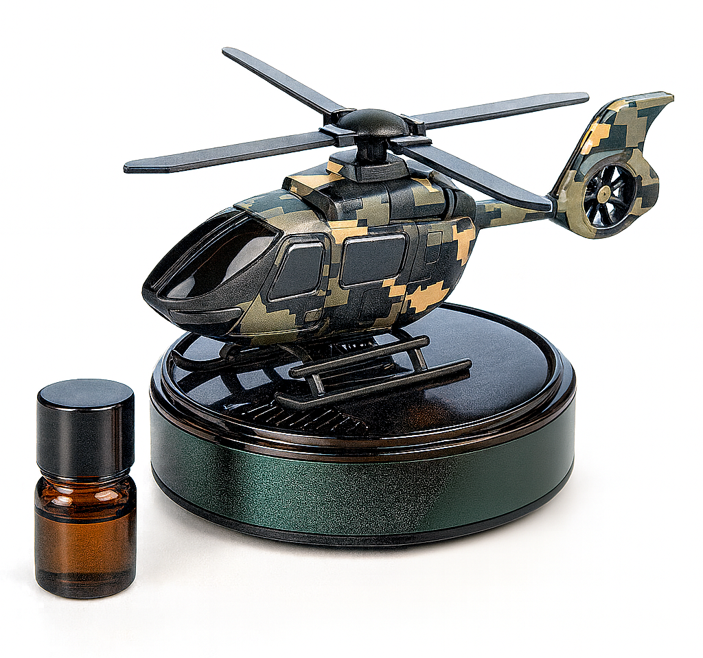 HelioScent — Diffuseur hélicoptère solaire pour tableau de bord ✨