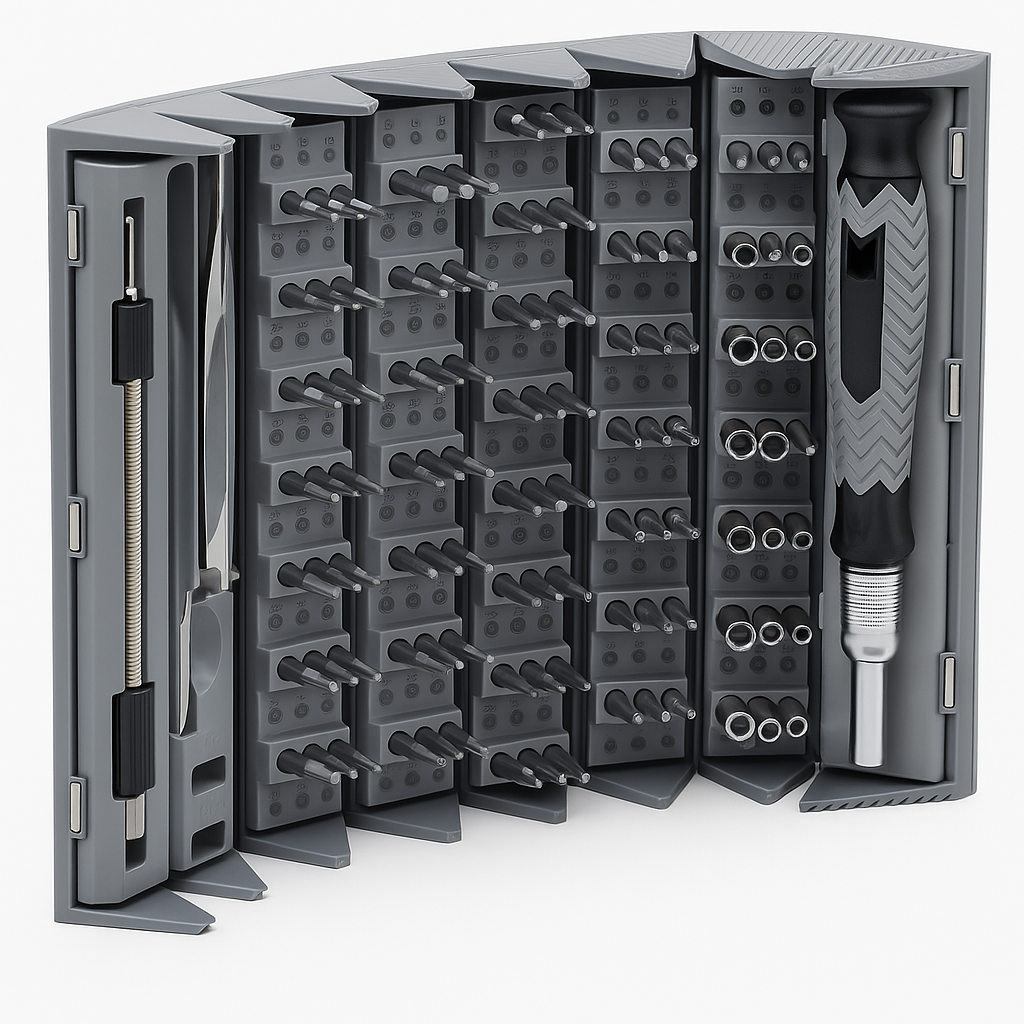 ProScrew — Tournevis de précision 126 en 1, acier CR-V, boîte cylindrique magnétique 🔧