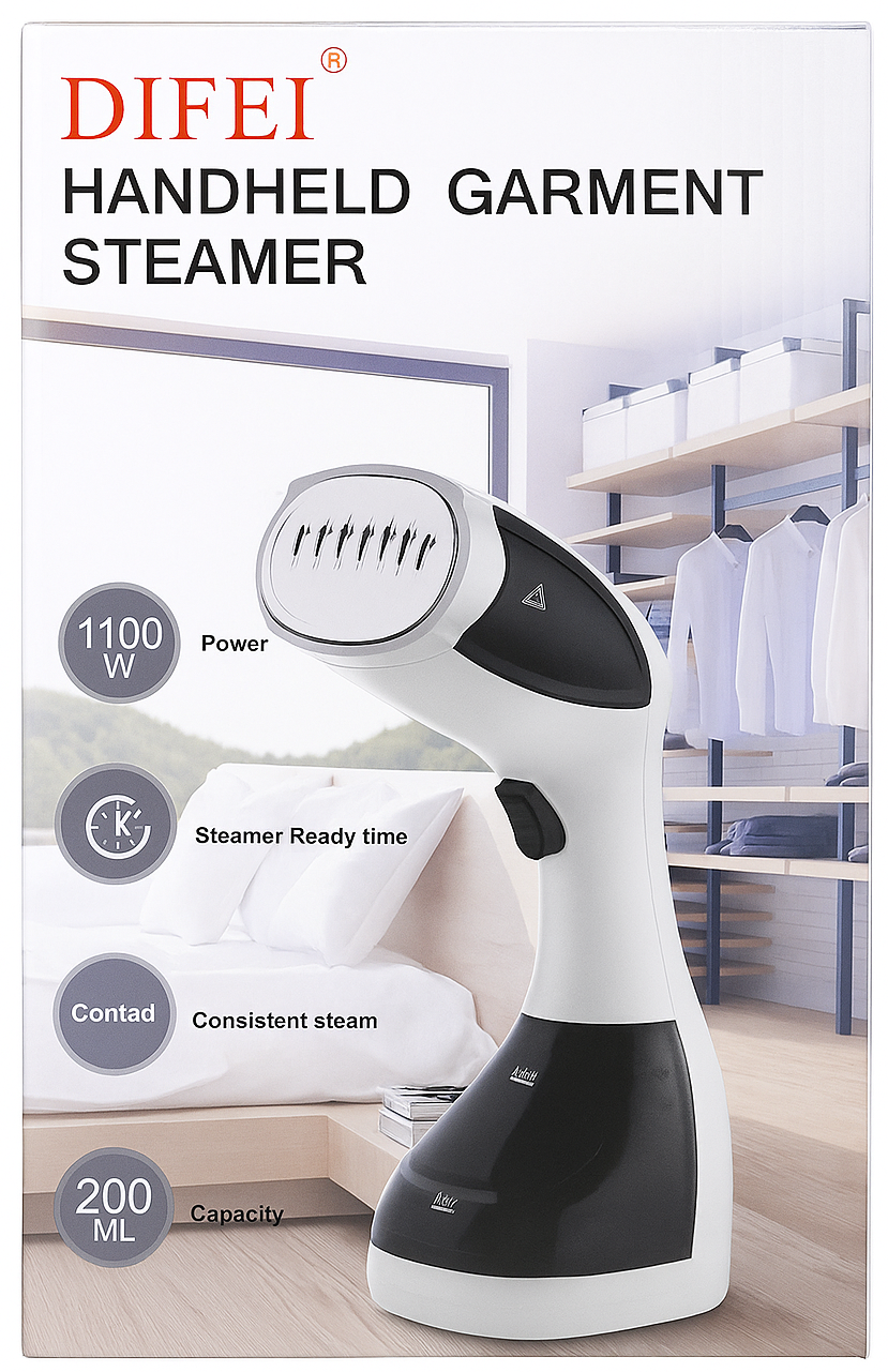 VapoLisse — Défroisseur à main 1100 W, prêt en 25 s, vapeur 12 min, réservoir 200 ml 🧥