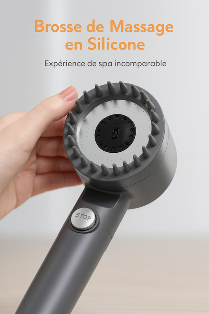 PureJet — Pommeau de douche spa, filtration 15 étapes, 3+1 modes, Stop 1-clic 🚿