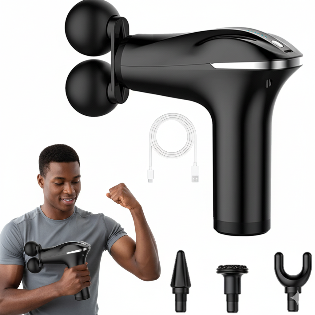 DuoRelax — Pistolet de massage 25 W, double tête, pour soulager douleurs musculaires ✨