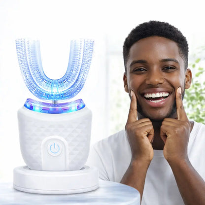 Brosse à dents électrique automatique 360° en U — Ultrasons | 3 modes | LED bleue | IPX7 | Charge sans fil 🦷✨