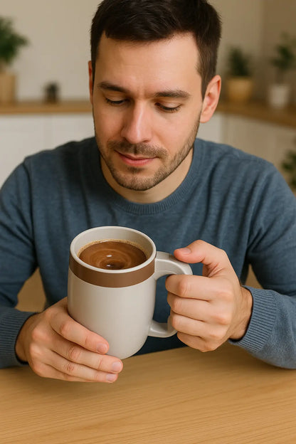 MixMug — Tasse auto-mélangeuse magnétique 380 ml (vortex), bouton poignée ☕️🌀