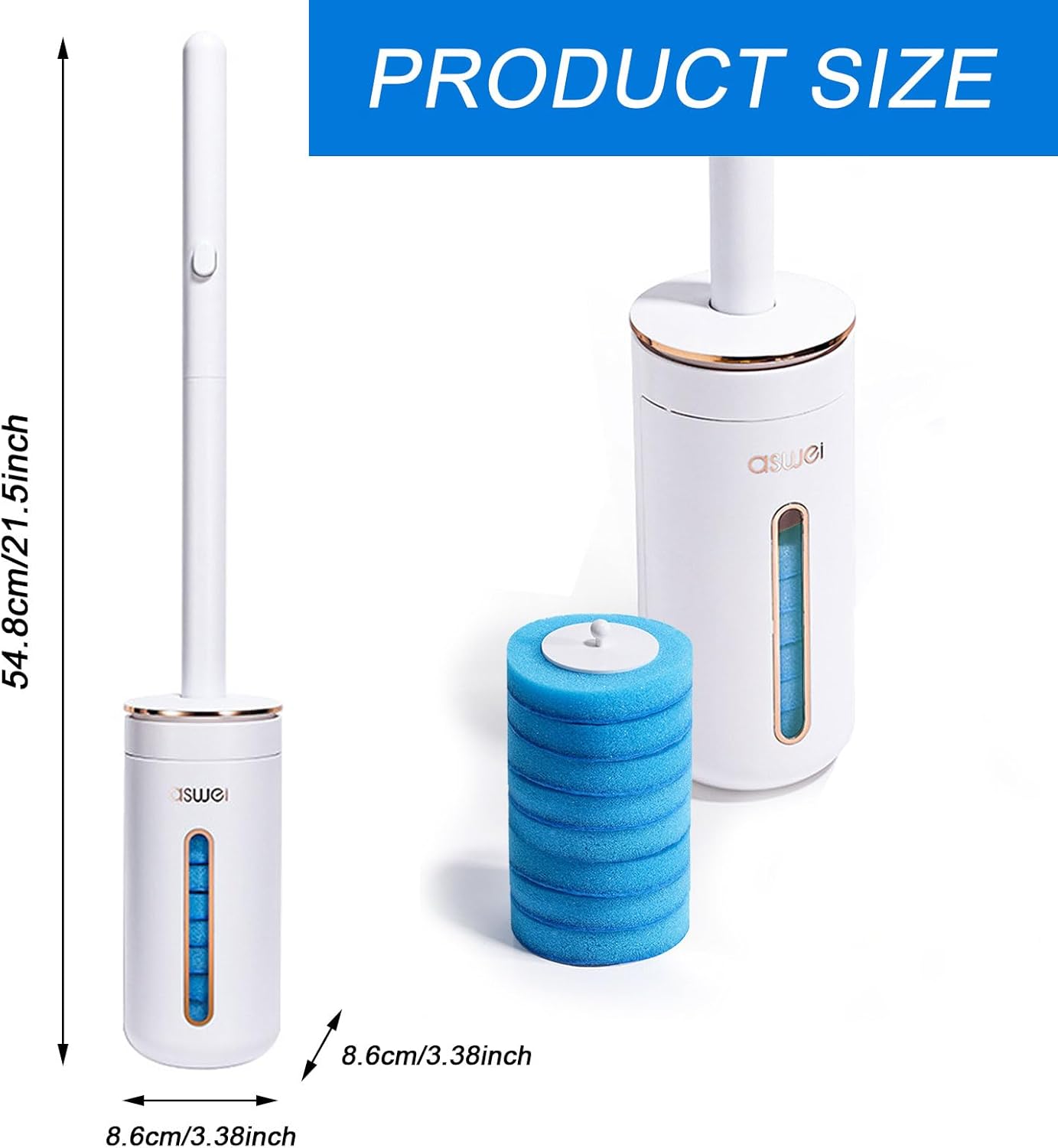 Brosse WC murale — Fixation sans perçage, 16 recharges jetables nettoyante et parfumées 🚽✨