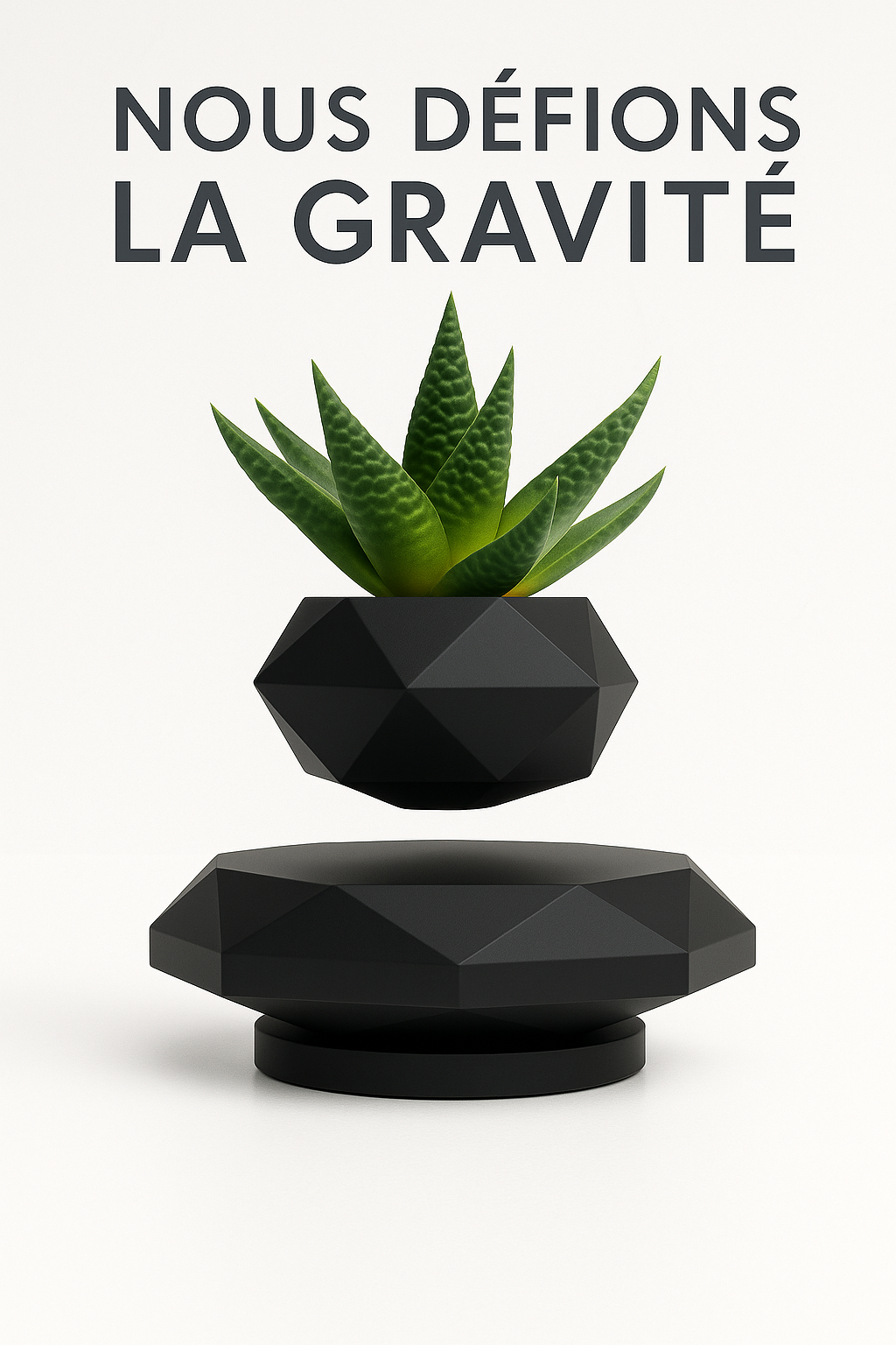 LéviPlante — Pot de fleurs lévitant 360° (anti-gravité), base magnétique prestige 🌿
