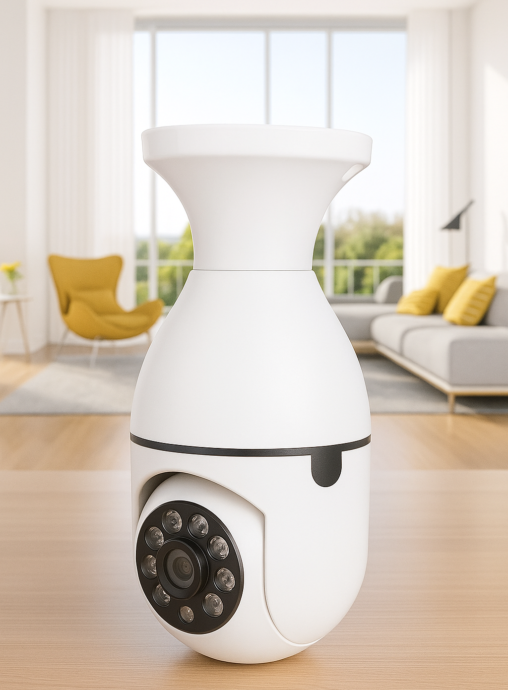 WiFiCam360 — Caméra ampoule Wi-Fi HD 1080P (3MP), 360°, vision nocturne couleur, alarme lumineuse & sonore 💡📸