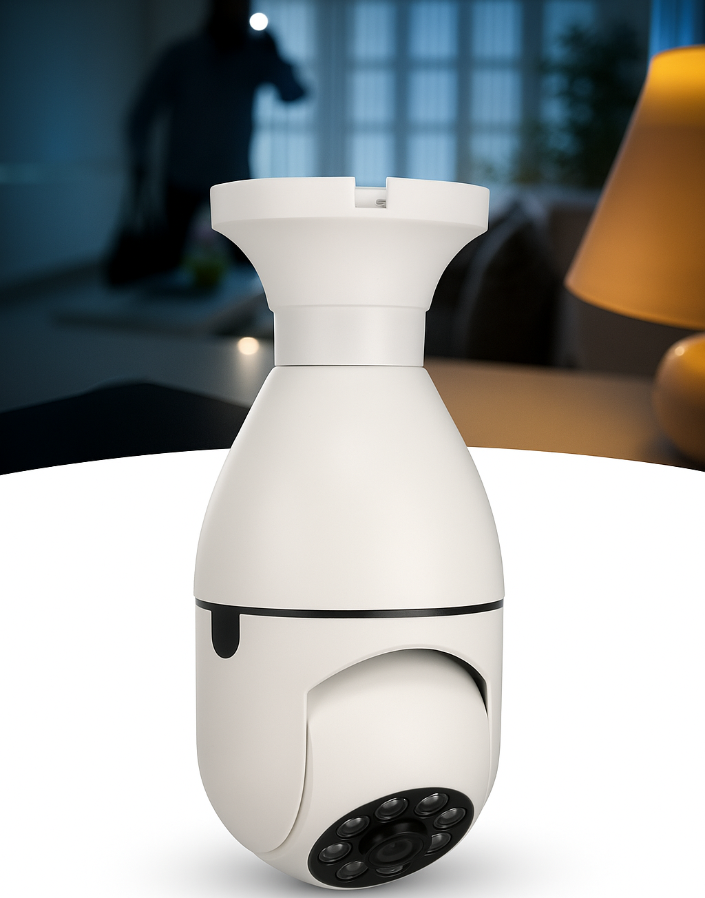 WiFiCam360 — Caméra ampoule Wi-Fi HD 1080P (3MP), 360°, vision nocturne couleur, alarme lumineuse & sonore 💡📸