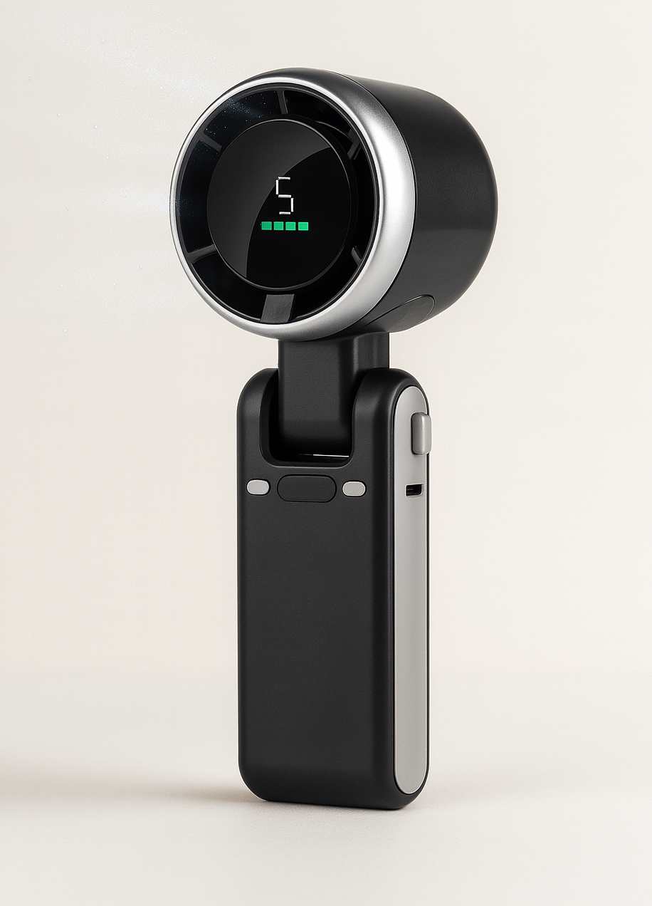 Mini Turbo — Ventilateur de poche turbo, Autonomie 10h, écran digital, pliable 180° 🌀💨