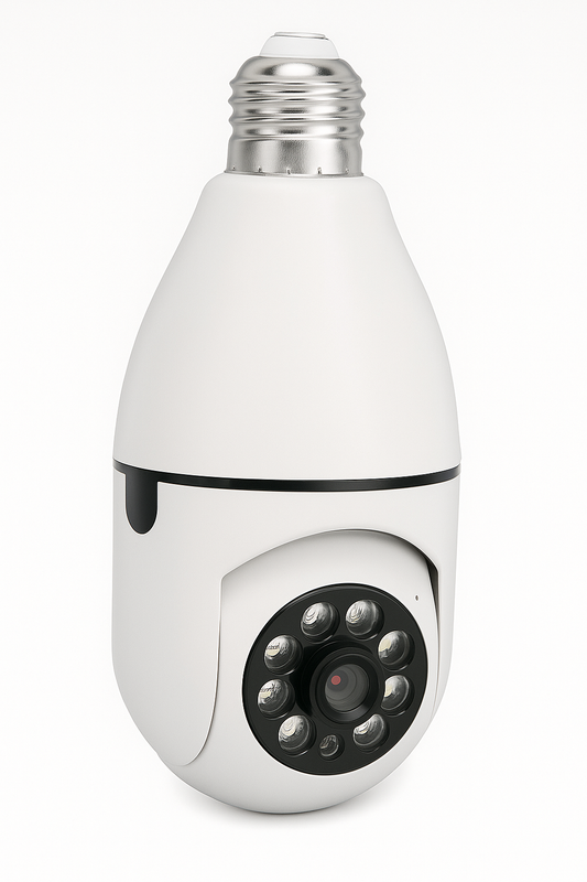 WiFiCam360 — Caméra ampoule Wi-Fi HD 1080P (3MP), 360°, vision nocturne couleur, alarme lumineuse & sonore 💡📸