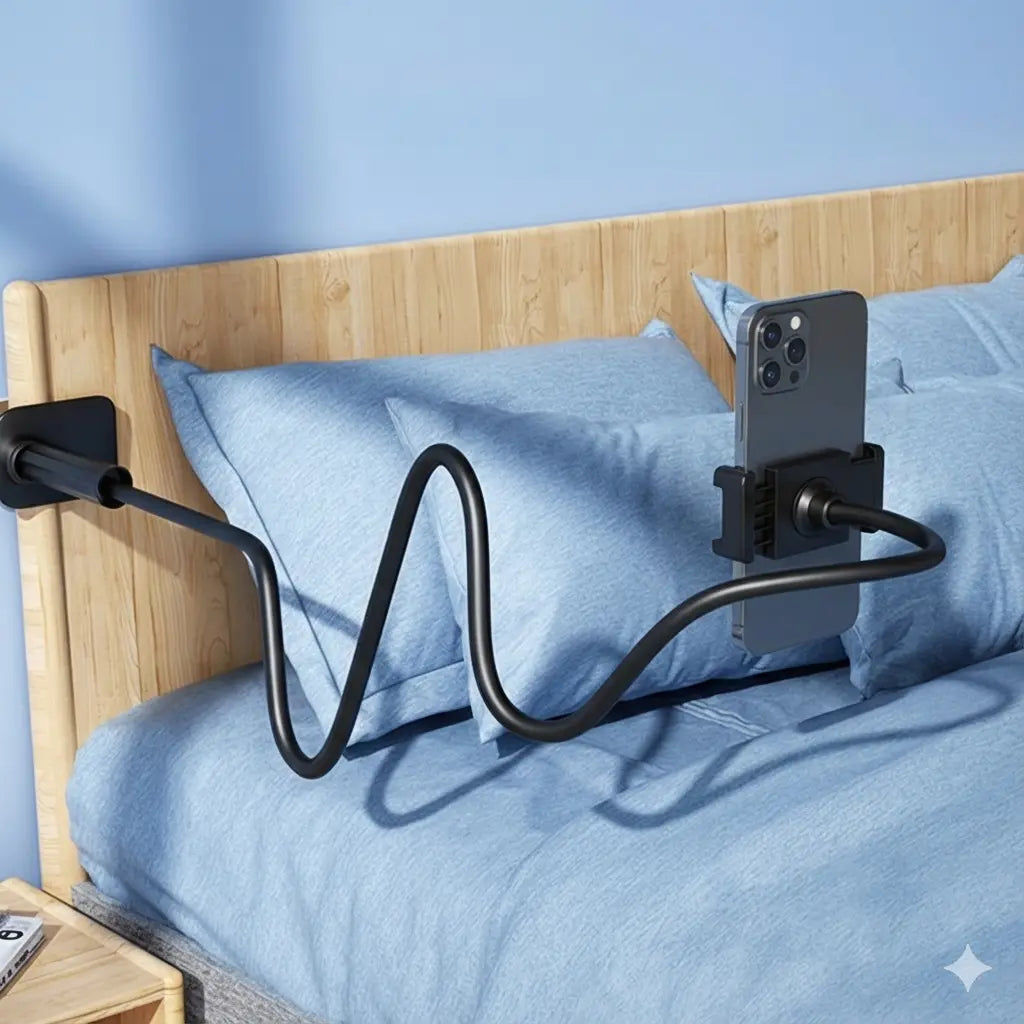 Support de Téléphone & Tablette à Bras Flexible 360° — Bras long ~70 cm | Fixation par pince antidérapante 📱🛏️