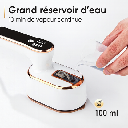 Mini Fer à Repasser 2-en-1 — poignée rotative 180°, sec et vapeur, panneau titane ✨