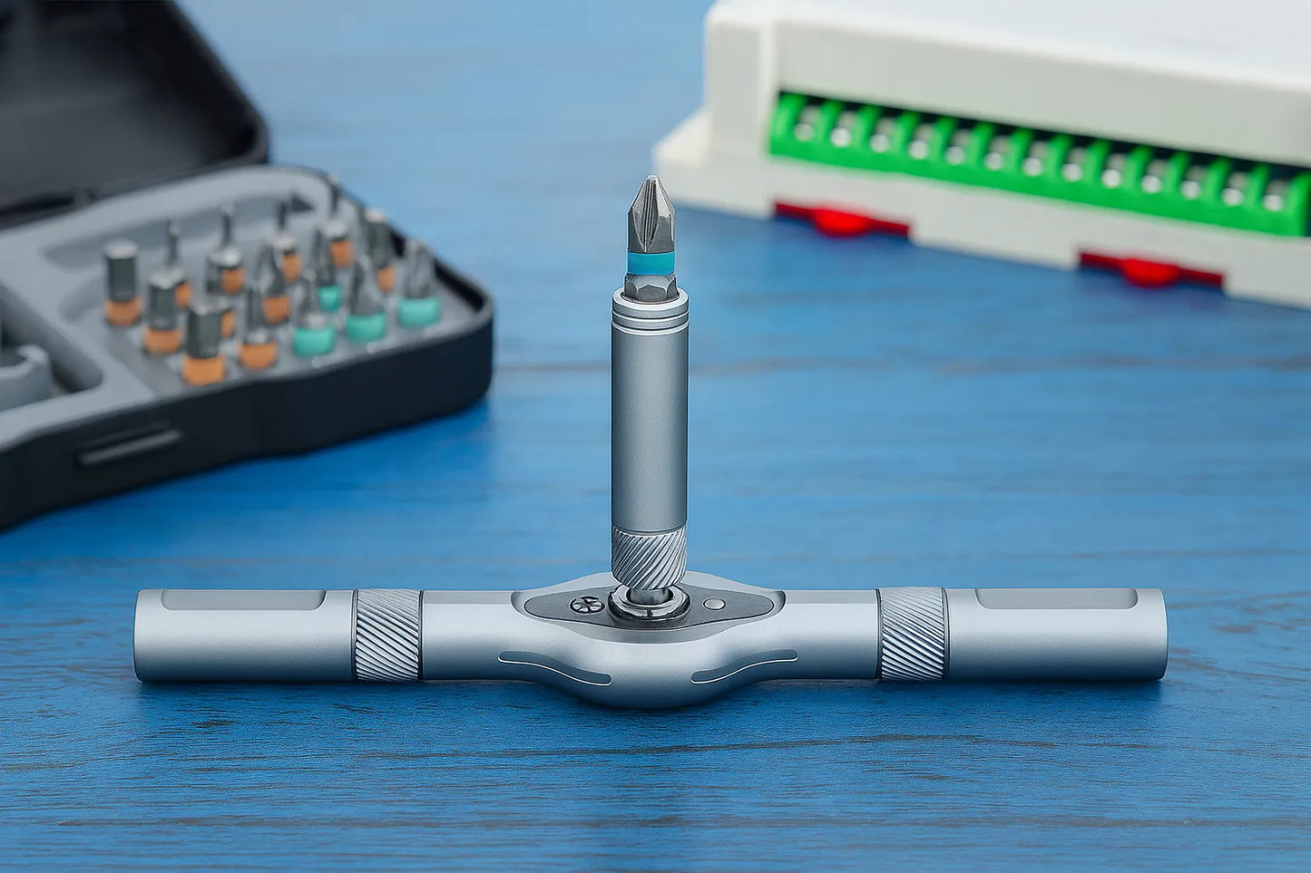 Tournevis à cliquet 24-en-1 — poignée en T, embouts S2 magnétiques, boîtier compact 🔧🧰