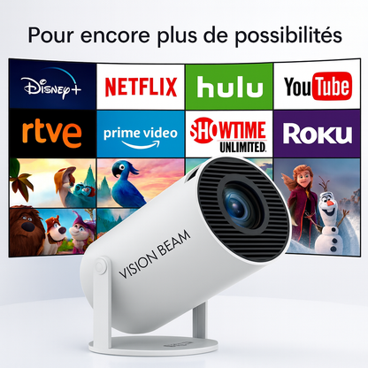 Projecteur Cinéma — 4K Full HD | Wi-Fi 6 | BT 5.4 | Android 11 | Rotation 180° | Auto-trapèze | Écran 200" 🎬