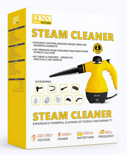 SteamPro — Nettoyeur vapeur 1000 W, réservoir 0,35 L, kit multi-buses ☁️