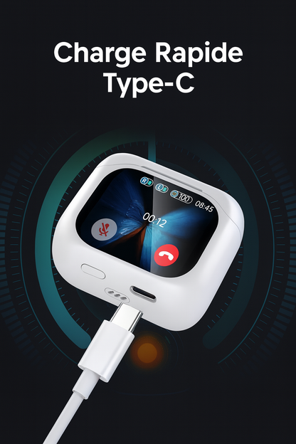 AirBeats — Écouteurs sans fil à boîtier écran tactile, réduction de bruit & Hi-Fi 🎧