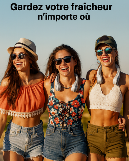 FreshNeck — Ventilateur de cou sans pales 360°, 3 vitesses, USB rechargeable 🌀