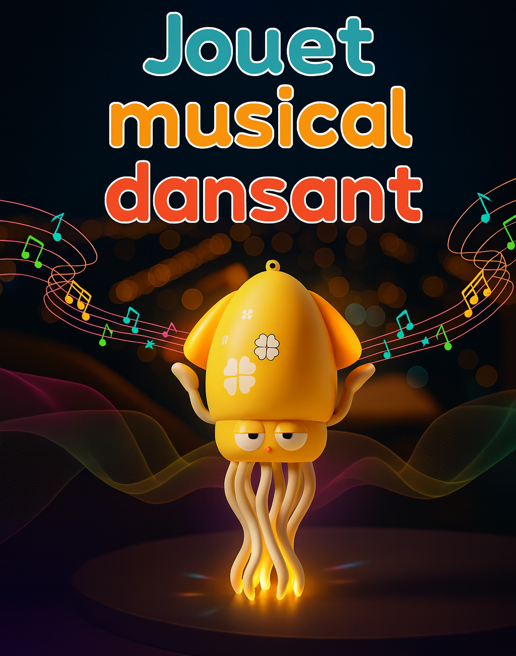 OctoFun — Poulpe dansant & rampant, LED multicolores + musique 🐙🎶