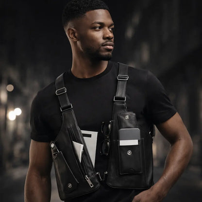 Sac de poitrine Holster anti-vol double poche | Compartiments zippés sécurisés 🔒🎒