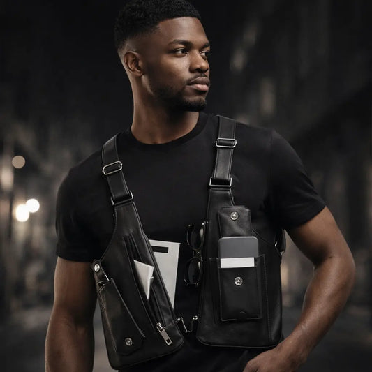 Sac de poitrine Holster anti-vol double poche | Compartiments zippés sécurisés 🔒🎒