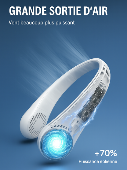 FreshNeck — Ventilateur de cou sans pales 360°, 3 vitesses, USB rechargeable 🌀