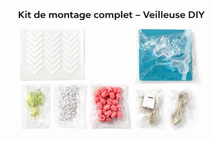 Lot de 2 Cubes Miroirs Tulipes — veilleuse effet infini, 21 tulipes, LED, kit complet 🌷✨