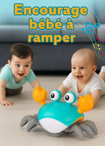 CrabiDance — Jouet Crabe interactif à capteurs, musique ON/OFF, bébé a partir de 3 mois 🦀🎶