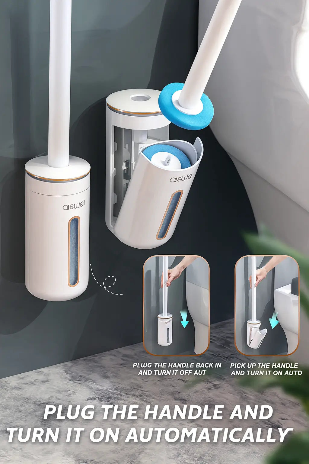 Brosse WC murale — Fixation sans perçage, 16 recharges jetables nettoyante et parfumées 🚽✨