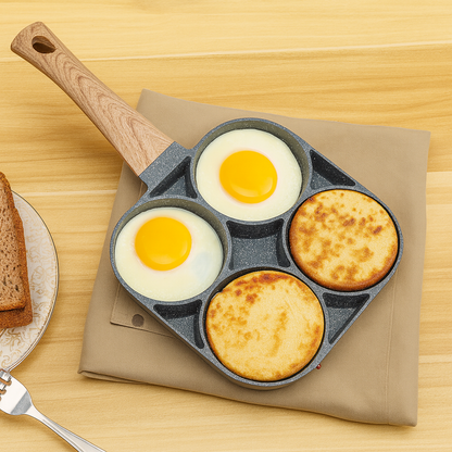 Poêle 4 cavités — chauffe rapide, revêtement antiadhésif, compatible tous feux 🥞