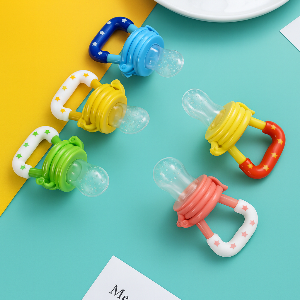 Lot de 4 BabySnack — Tétines grignoteuses bébé | Silicone alimentaire sans BPA 🍼