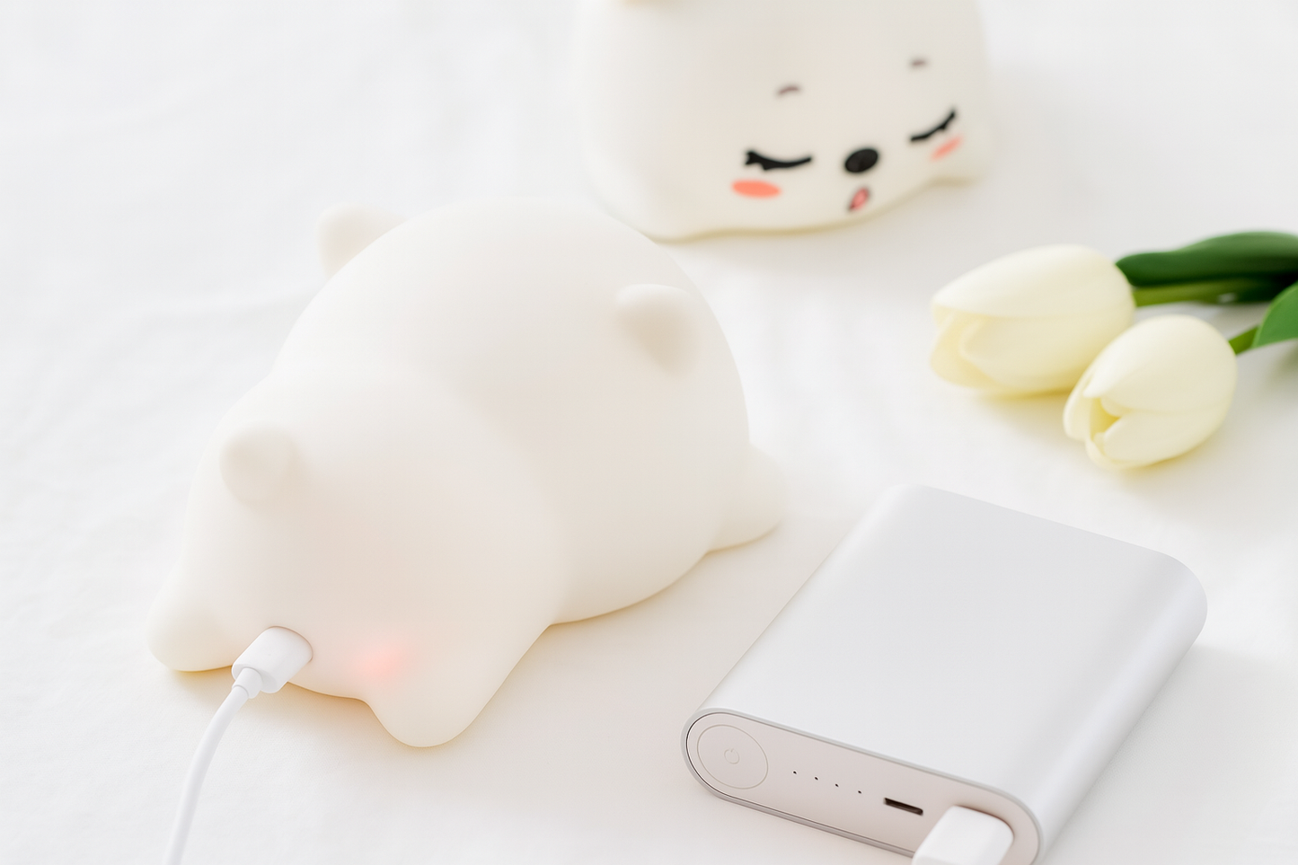 MinouLumi — Veilleuse chaton tactile, silicone doux, USB rechargeable, 5 couleurs 🐱💡