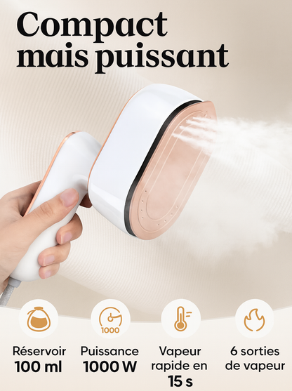 Mini Fer à Repasser 2-en-1 — poignée rotative 180°, sec et vapeur, panneau titane ✨