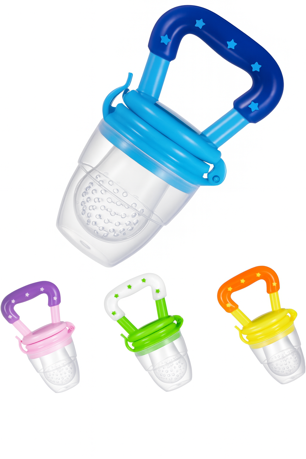 Lot de 4 BabySnack — Tétines grignoteuses bébé | Silicone alimentaire sans BPA 🍼