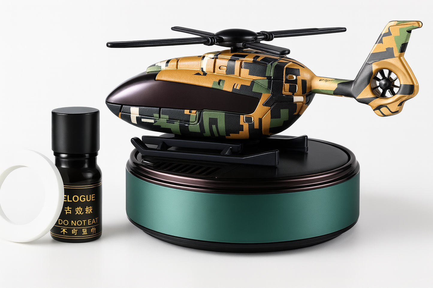 HelioScent — Diffuseur hélicoptère solaire pour tableau de bord ✨