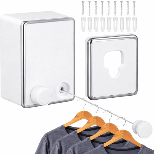 Corde à Linge Rétractable Murale 4,2 m — Charge max 20 kg | Câble acier | Blanc 🧺🏠
