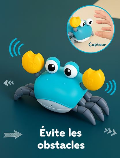 CrabiDance — Jouet Crabe interactif à capteurs, musique ON/OFF, bébé a partir de 3 mois 🦀🎶
