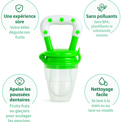 Lot de 4 BabySnack — Tétines grignoteuses bébé | Silicone alimentaire sans BPA 🍼