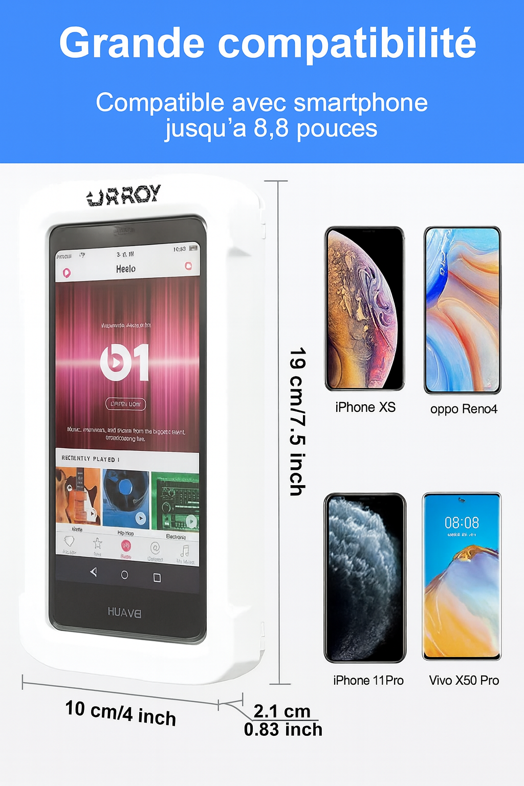 HydroCase — Boîtier douche étanche, rotation 360°, anti-buée, tactile HD 🚿