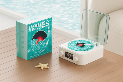 EchoVinyle — enceinte Bluetooth 5W rétro, vagues lumineuses & bruits blancs 🌊🎶