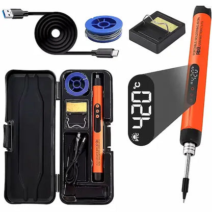 Kit Fer à Souder USB-C — LCD, 5 niveaux 260–420 °C, batterie 800 mAh 🔧⚡