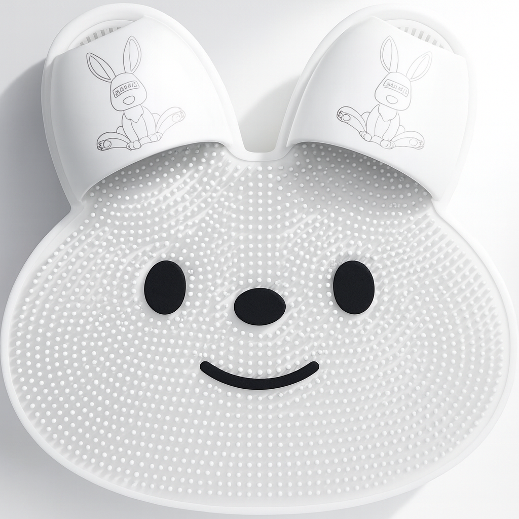 PiedDoux — Tapis de douche massage exfoliant, ventouses antidérapantes, silicone doux 🐰