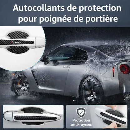 Protections Poignées de Porte Voiture  | Effet fibre de carbone 🚗✨