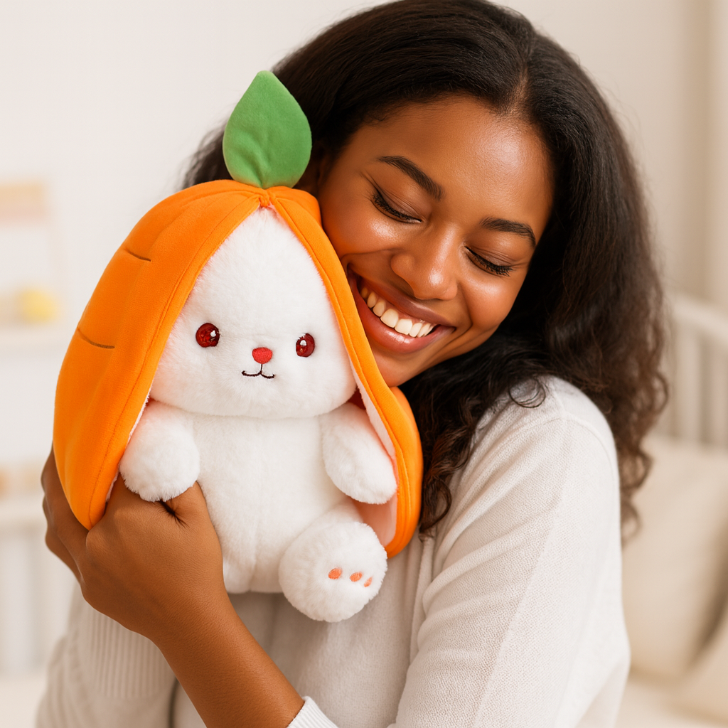 Lapidoux — Peluche Lapin ↔ Oreiller carotte, grand format (50 cm) ultra-doux 🥕🐰