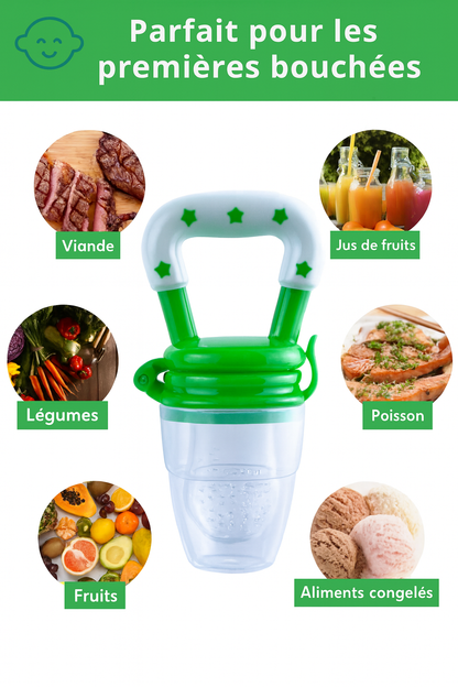 Lot de 4 BabySnack — Tétines grignoteuses bébé | Silicone alimentaire sans BPA 🍼