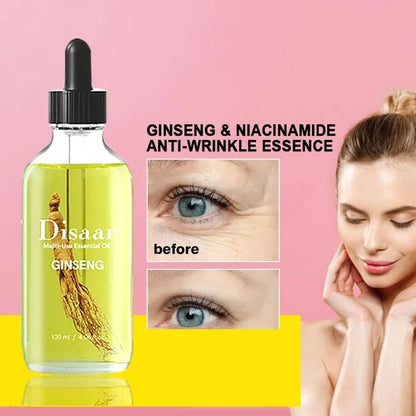 🌿✨ Disaar Huile Essentielle de Ginseng – 3-en-1 Multi-Usage Cheveux Corps Ongles 💛 Anti-Âge & Anti-Rides – 120 ml ✨