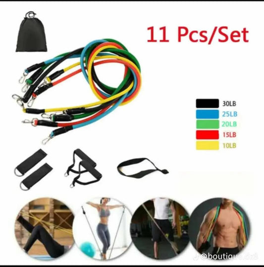 💪 Lot de 5 Élastiques de Musculation — Fitness • Yoga • CrossFit — Résistance combinable jusqu’à 53 kg — Bandes + Poignées + Sangles Cheville + Ancrage de porte 🏠🏋️✈️