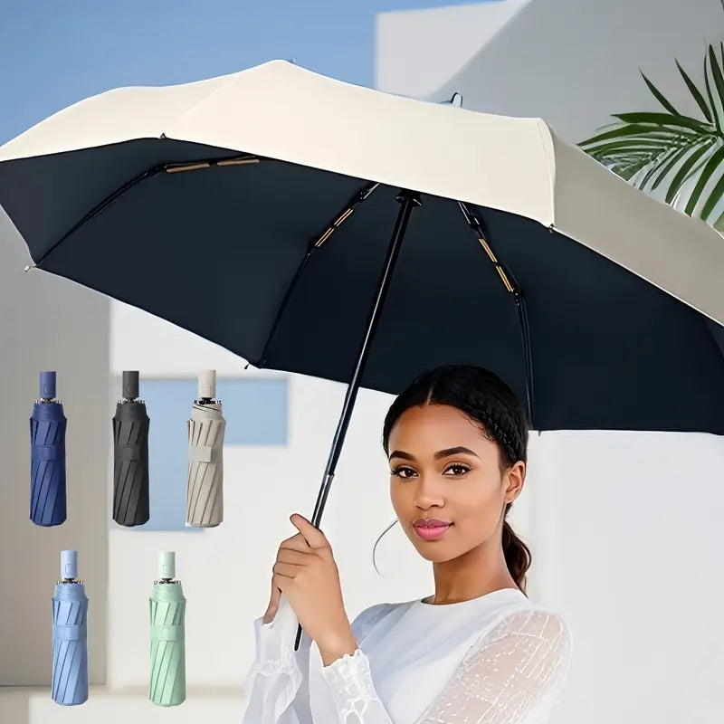 Parapluie Pliant Coupe-Vent Anti-UV Imperméable — Grand, Coloré, Durable — Idéal pour la météo de Conakry ☔🌧️