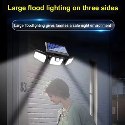 🌞💡Triple Lampe Murale Solaire 38W – Ultra Lumineuse – Détecteur de Mouvement – 3 Têtes Orientables – Imperméable IP65 🌧️🏡