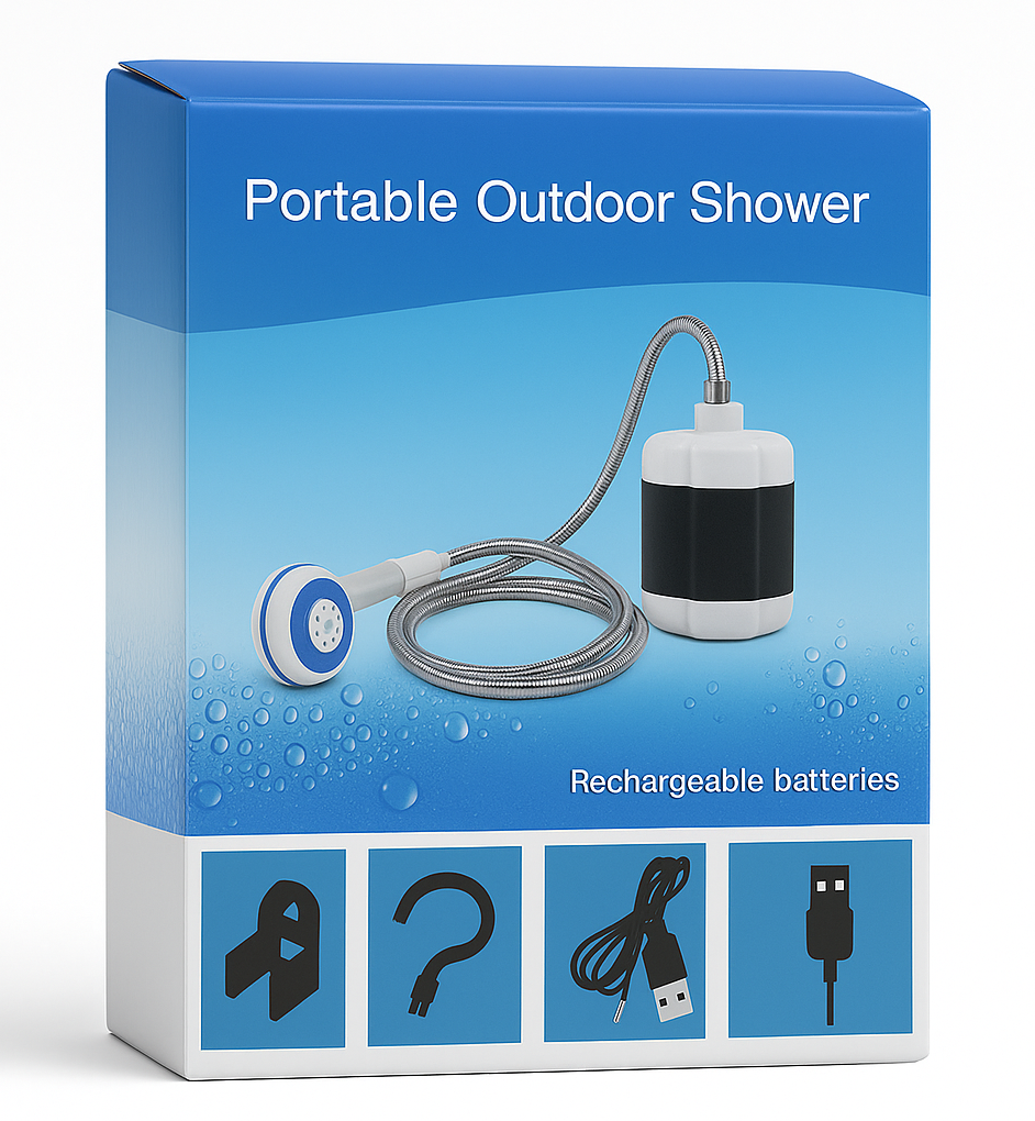DoucheExpress — Douche portable rechargeable 4,5 L/min, USB 5 V 🚿