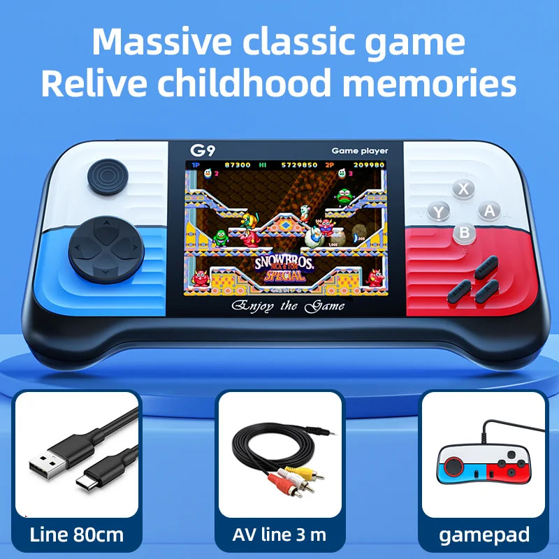 🎮 G9 Console Rétro Portable – 666 Jeux Intégrés + Écran HD 3" + 1 Manettes + Sortie TV