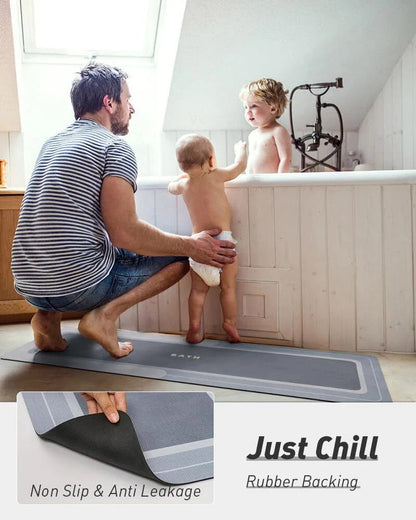 🧼🛡️ Tapis de Cuisine & Douche Antidérapant Long – Super Absorbant, Anti-huile, Imperméable &  Anti-casse de vaisselle  – Séchage Rapide